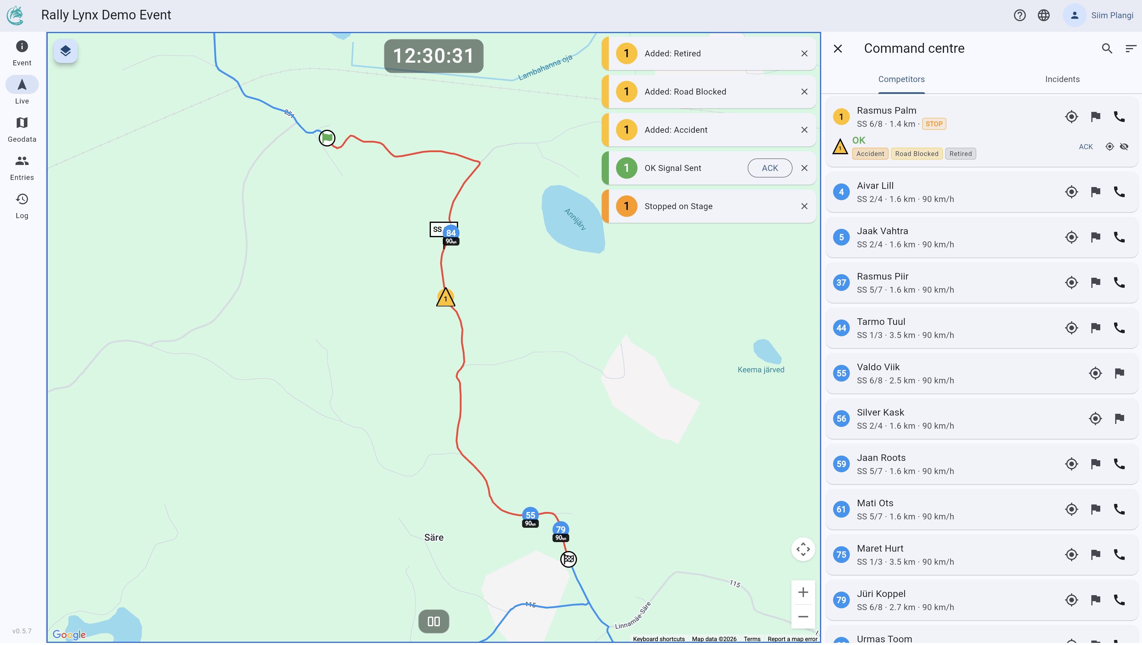 Dashboard showing multiple incidents and notifications
