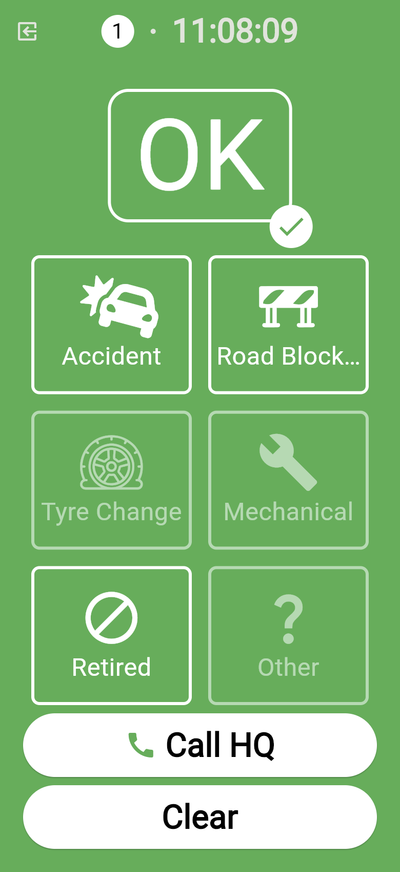 Crew OK declaration with reason selection