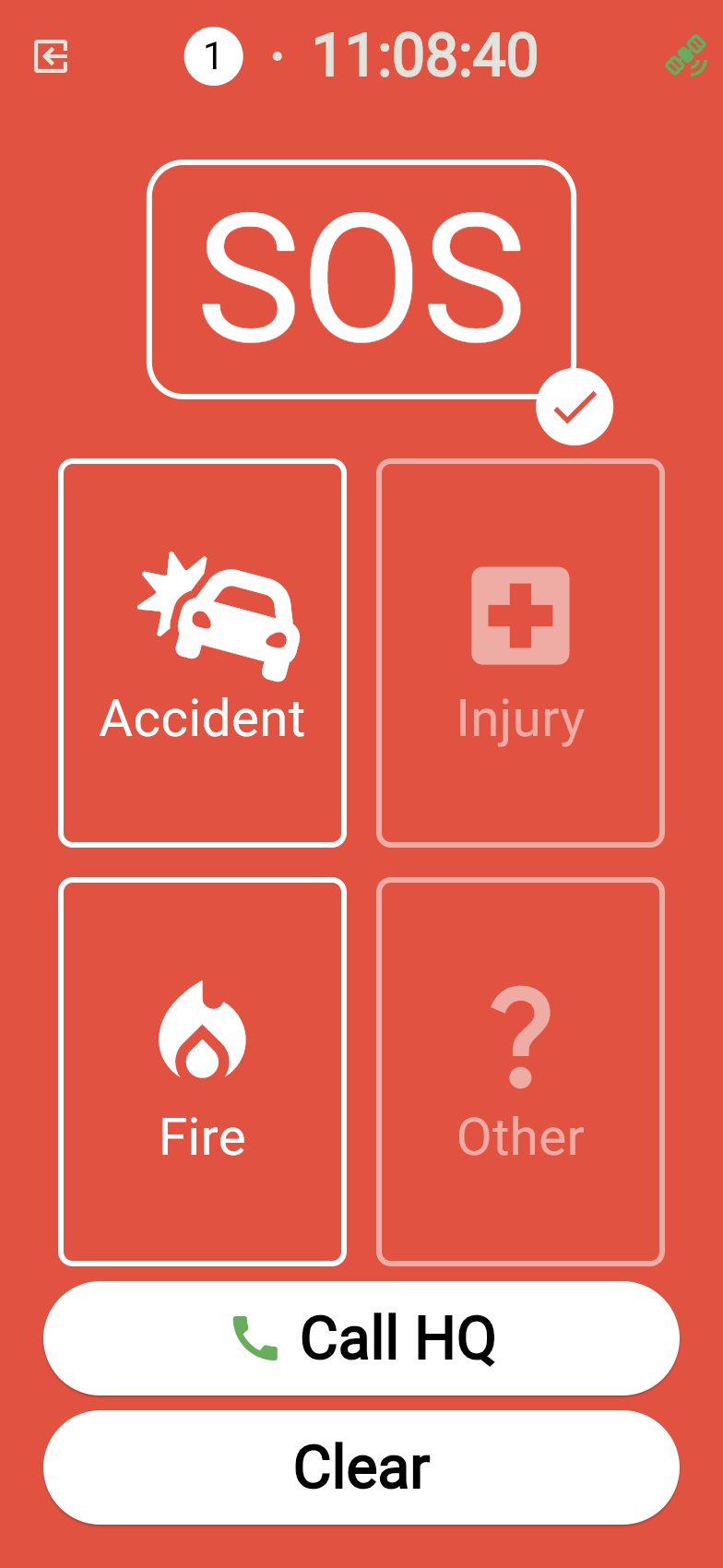 SOS declaration with reason selection